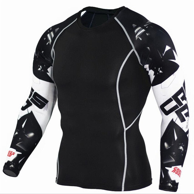 Plus Size 2pcs/set Men's Tracksuit Sport Suit Gym Fitness Compression Clothing