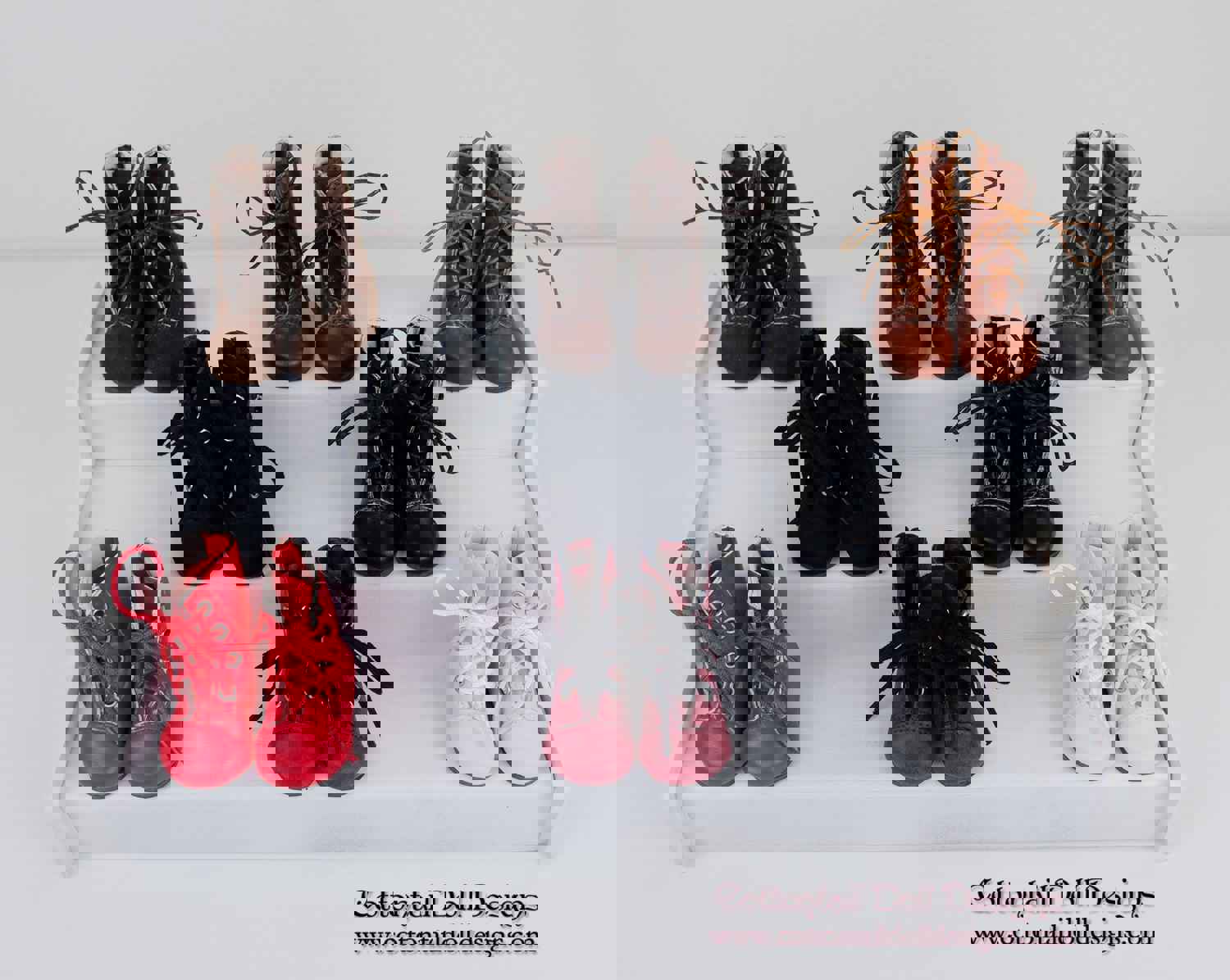 Mid Calf Lace Up Boots for Ruby Red Fashion Friends Dolls - 58mm