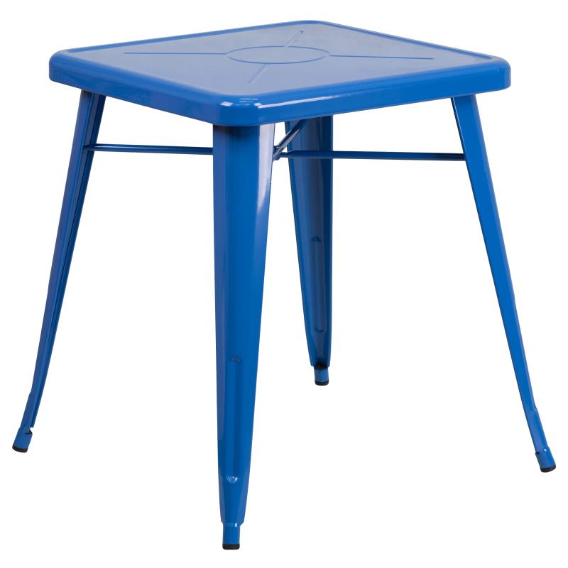 Flash Furniture Prince Commercial Grade 23.75 Square Blue Metal Indoor-Outdoor Table