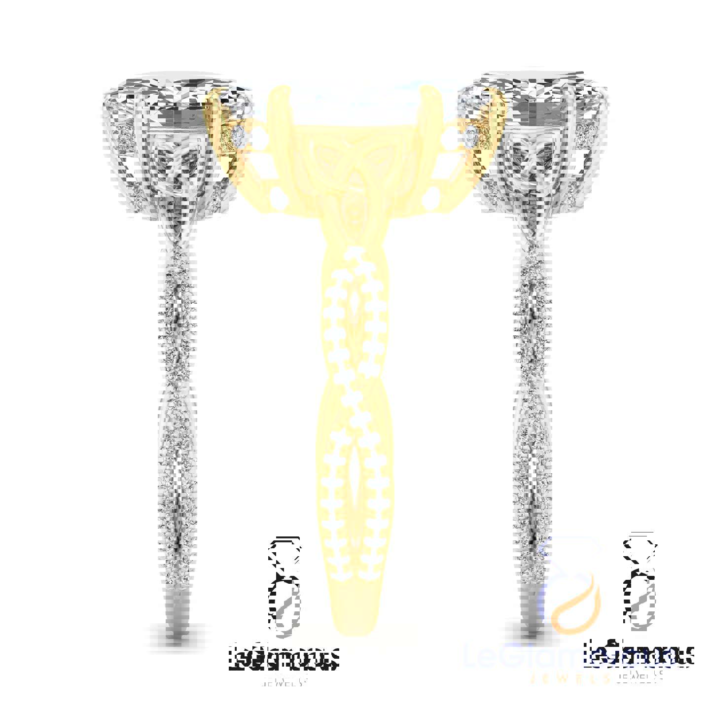 Hidden Halo Marquise Cut Pave Style Lab Grown Diamond Engagement Ring