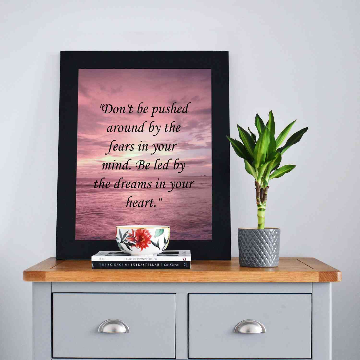Be Led By the Dreams In Your Heart Motivational Quotes Wall Art - 8 x 10 Ocean Sunset Poster Print