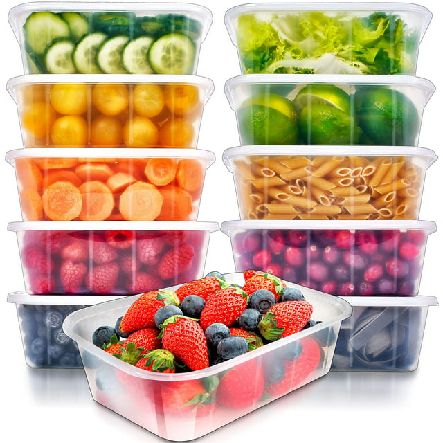 Prep Naturals - 10 Pack Plastic Food Storage Containers with Lids, 25 Ounce