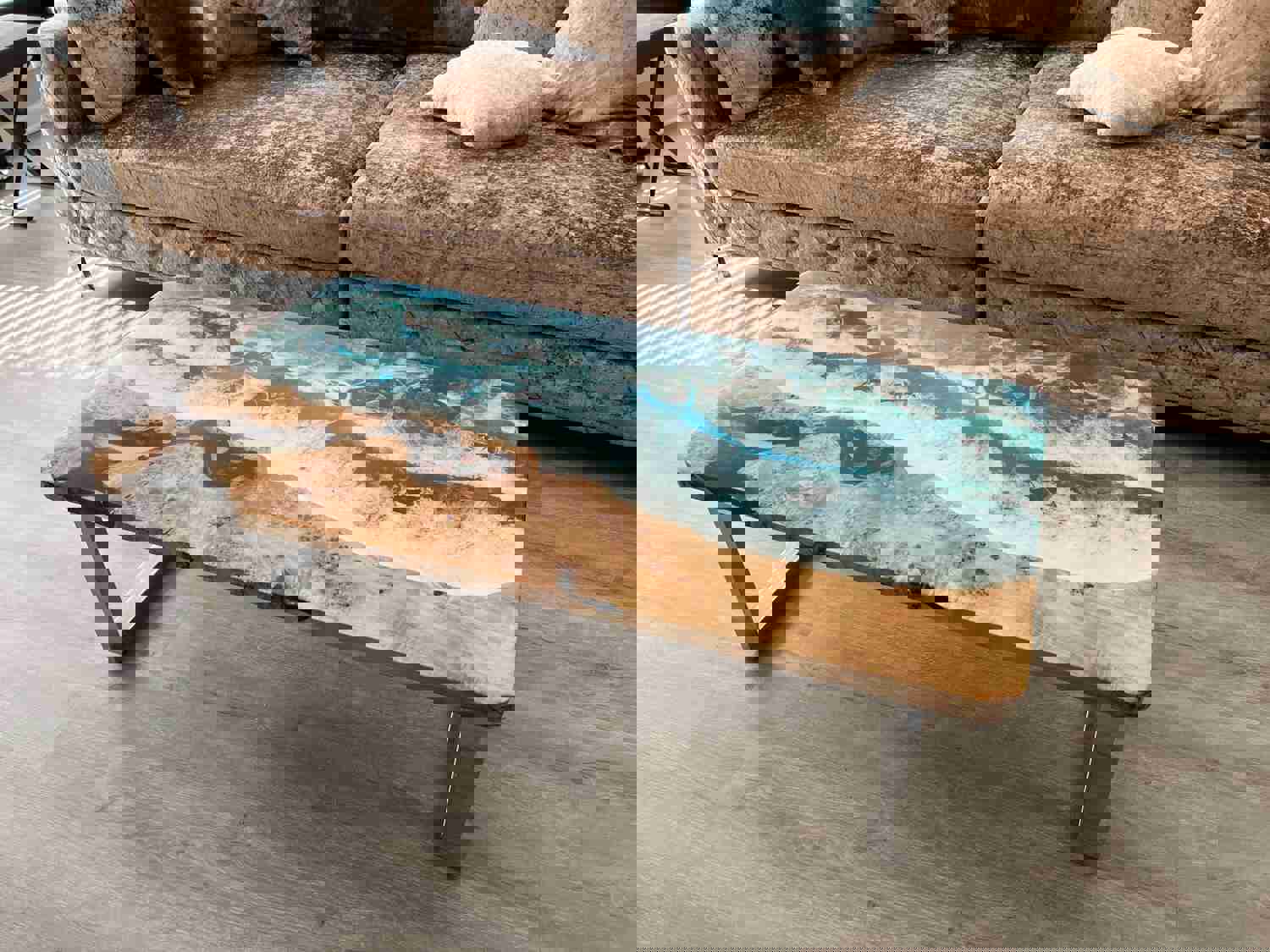 Modern Rectangular Epoxy Coffee Table