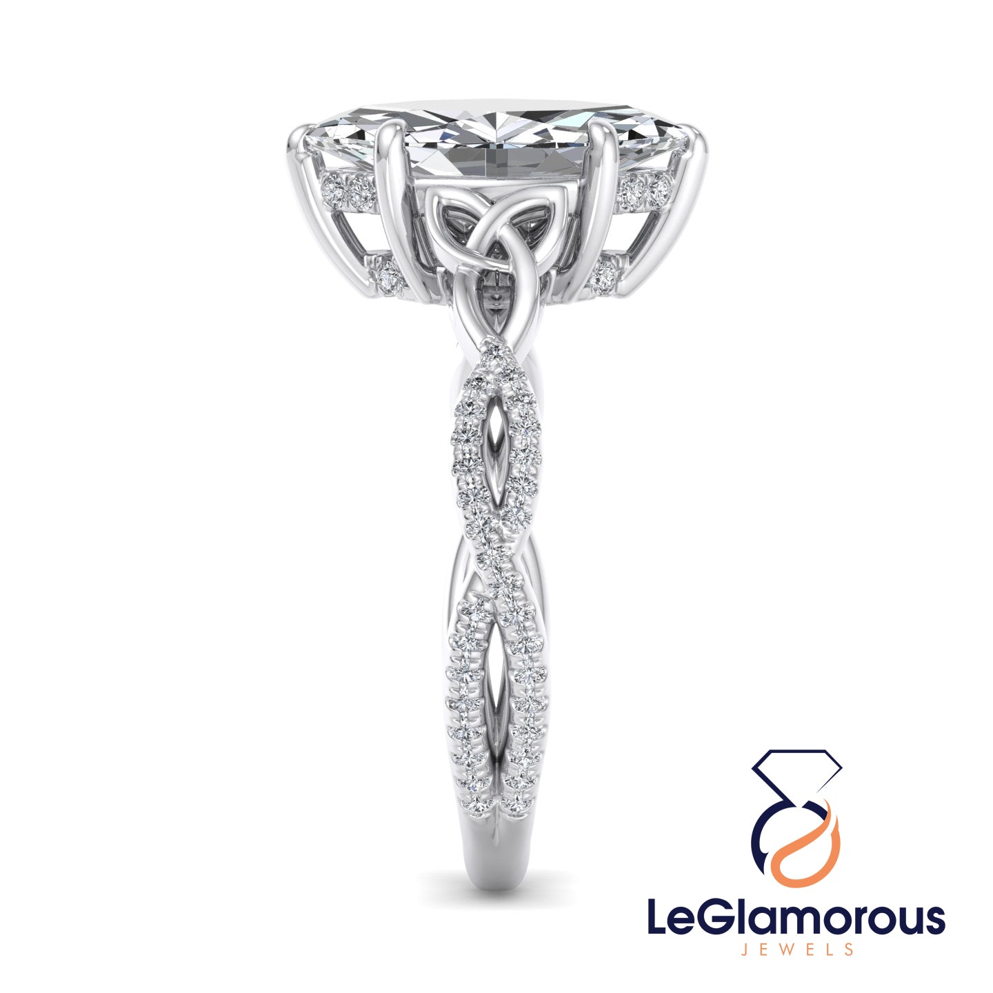 Hidden Halo Marquise Cut Pave Style Lab Grown Diamond Engagement Ring