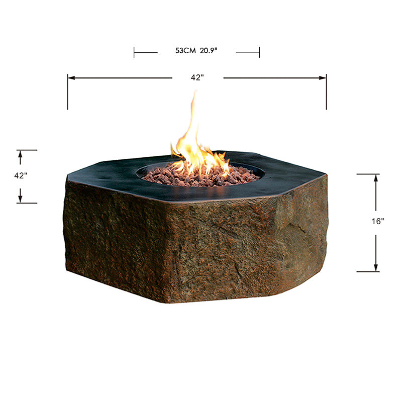 Columbia Natural Hard Rock Concrete Fire Pit Table