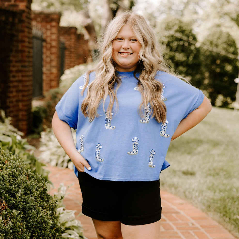 Take On the Night Sequin Cowboy Boot Top
