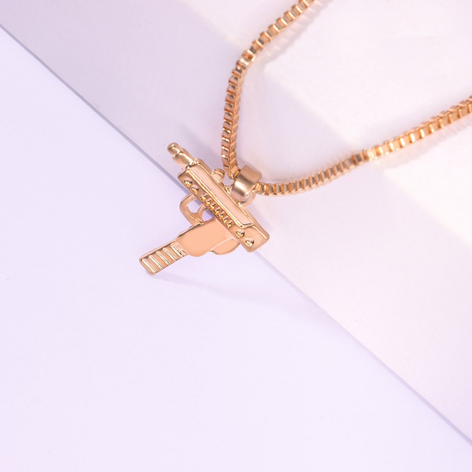Uzi Small Pistol Pendant Necklace - Punk Style Women's Choker Necklace