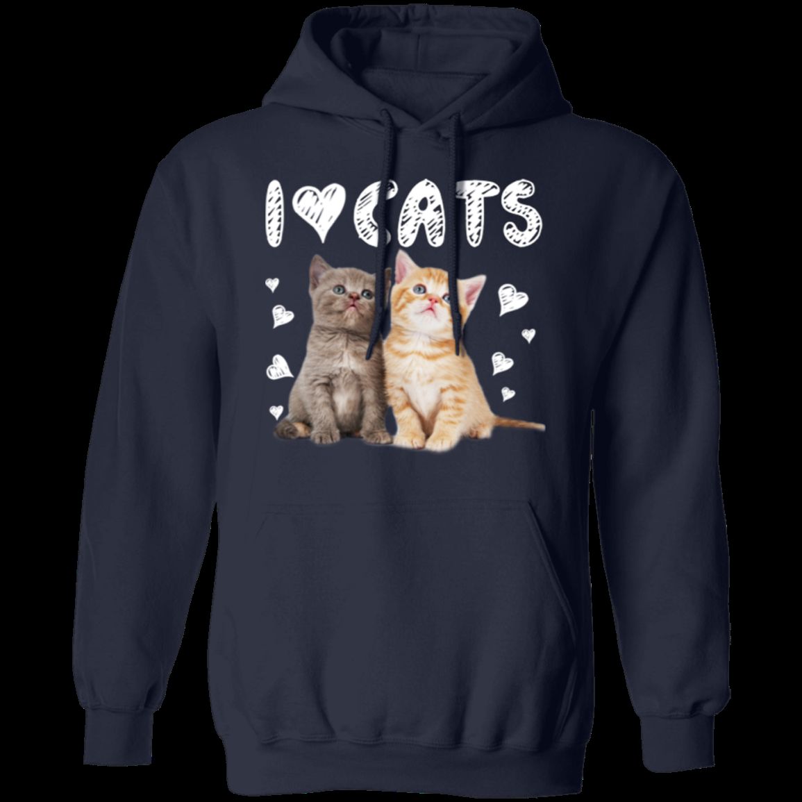 I LOVE CATS LADIES Pullover Hoodie 8 oz