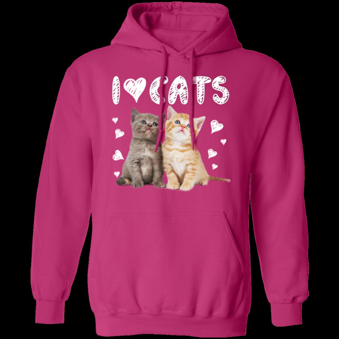 I LOVE CATS LADIES Pullover Hoodie 8 oz