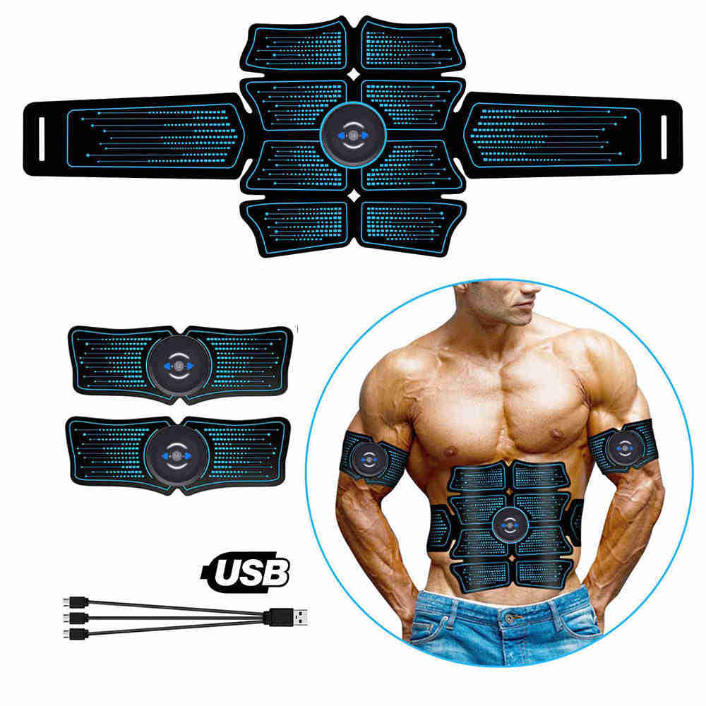 Dot Dot Three-Piece Suit EMS Abdominal Arm Trainer Body Slimming Belt Abs Muscle Stimulator Toner for Home Gym Fitness Exercise