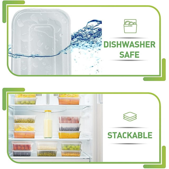 Prep Naturals - 10 Pack Plastic Food Storage Containers with Lids, 25 Ounce