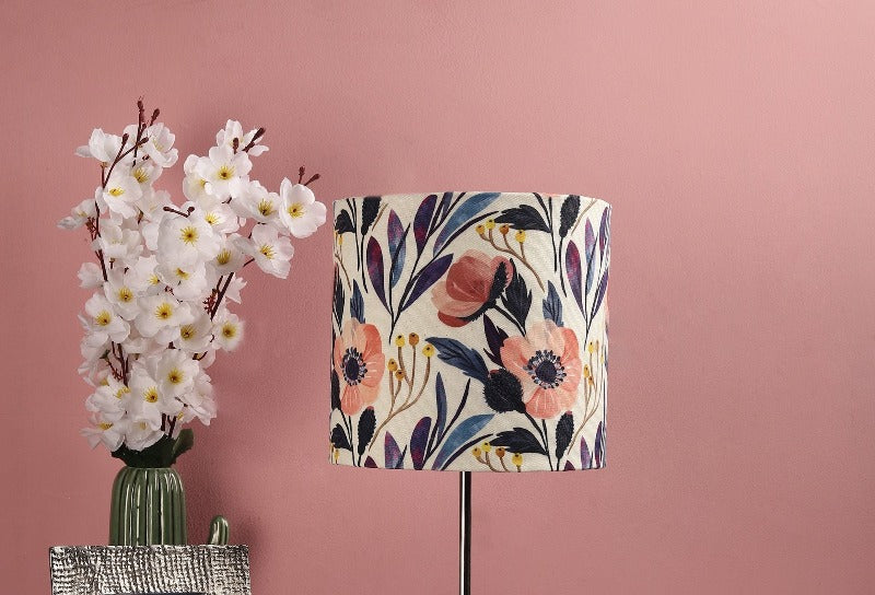 BTR CRAFTS Leafy Vines Drum Lamp Shade - Handcrafted Cotton Fabric Lampshade