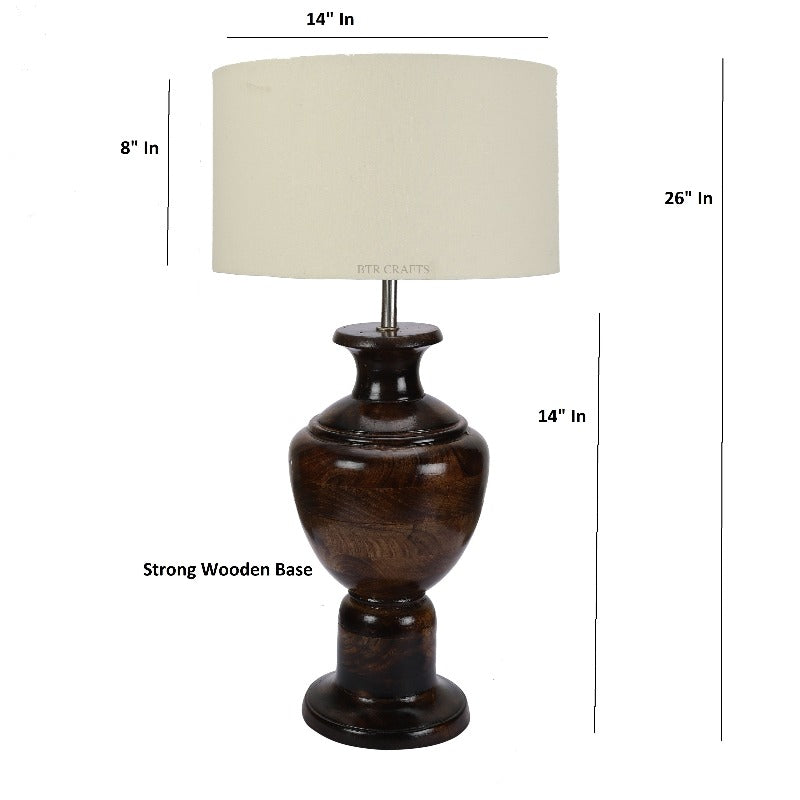 BTR CRAFTS Spotted Wooden Big Matki Table Lamp (Bulb not Included)