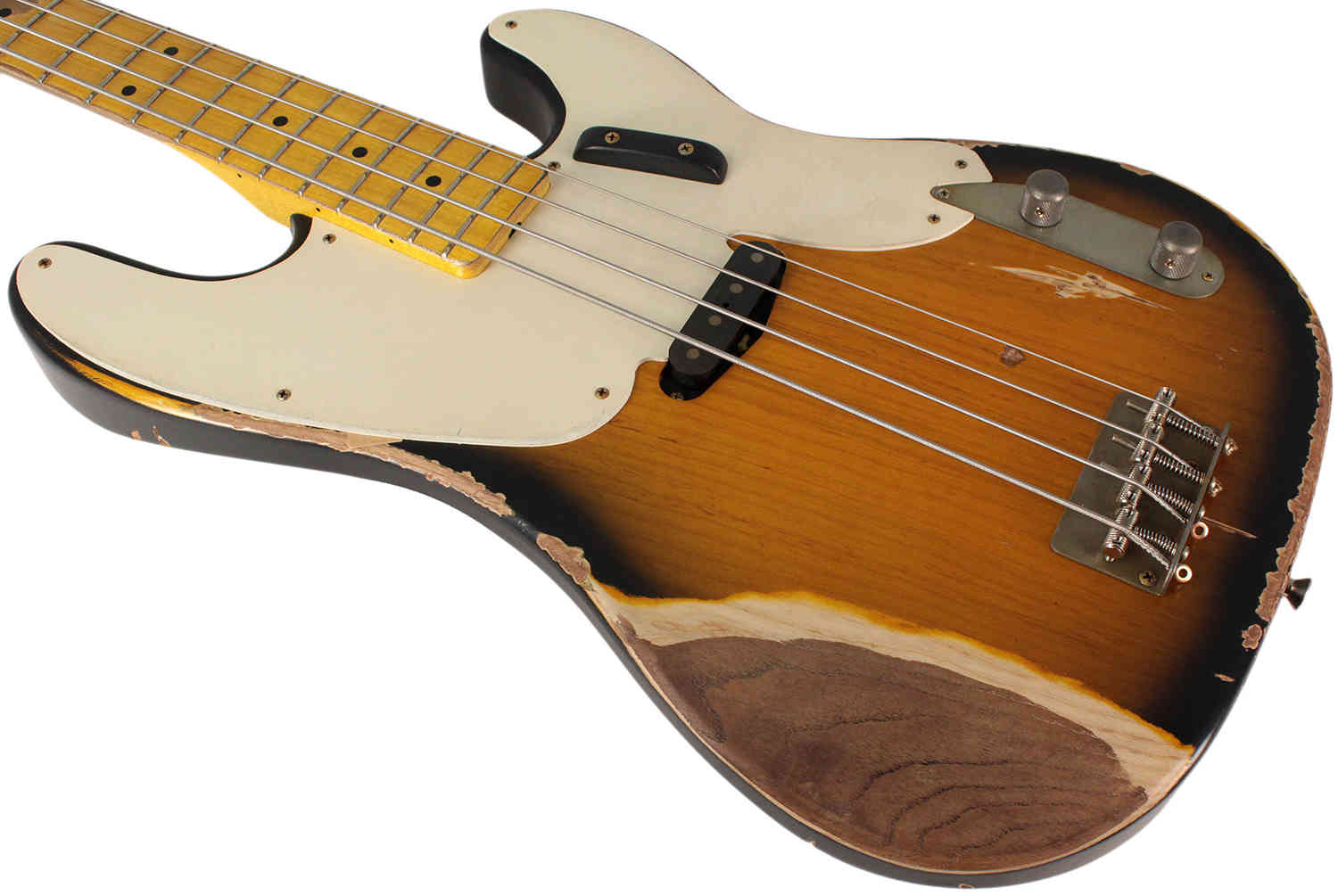 Nash PB-55 Bass Guitar, 2-Tone Sunburst, Heavy Aging
