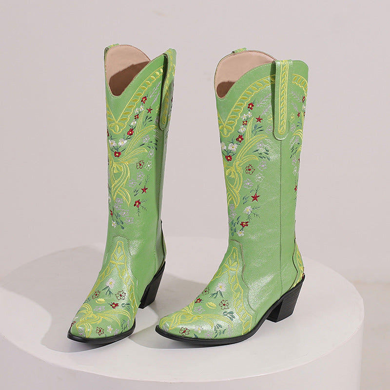 Gardenia Floral Embroidery Boots