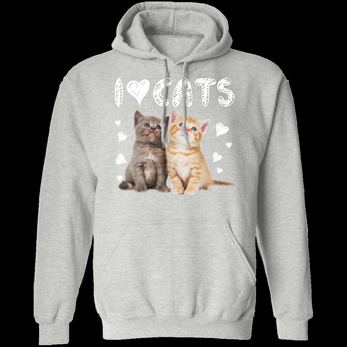 I LOVE CATS LADIES Pullover Hoodie 8 oz