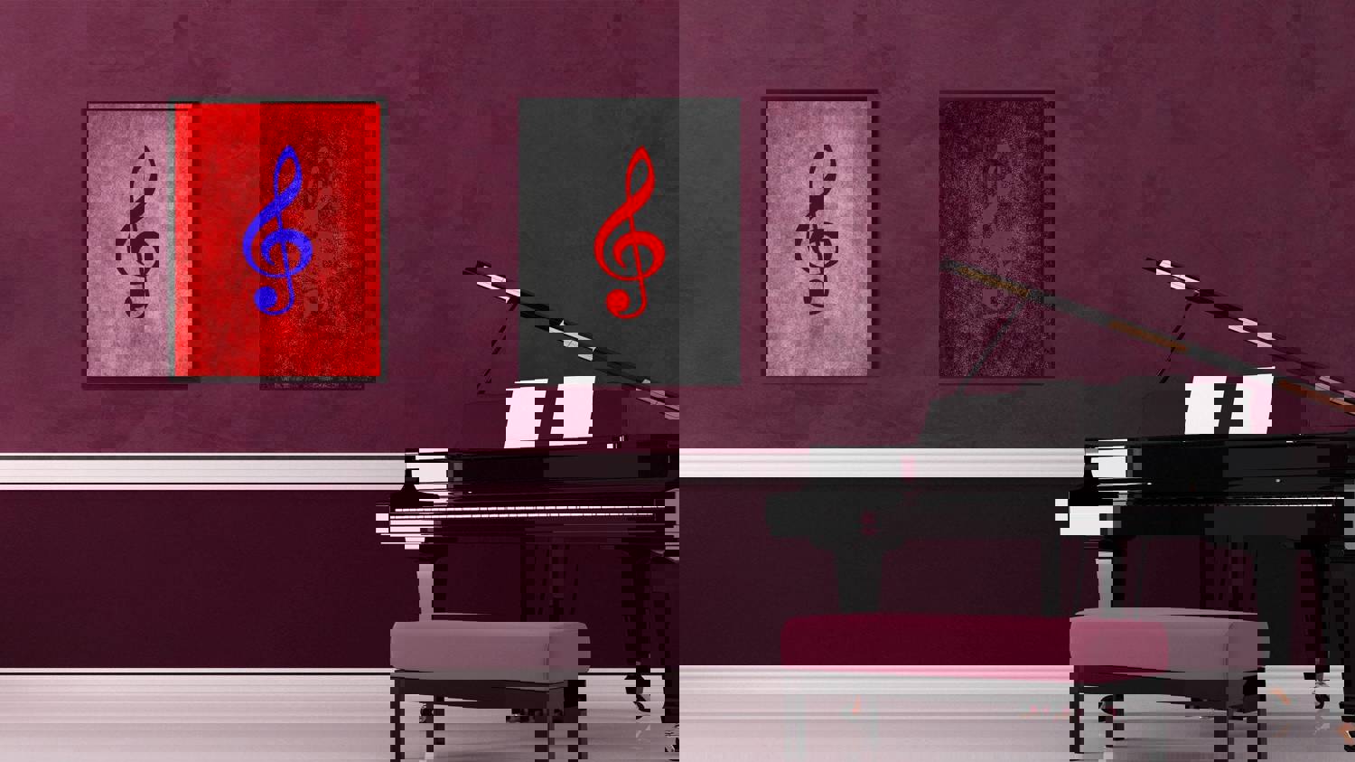 Treble Music Black Canvas Print Pictures Frames for Office and Home Décor Wall Art