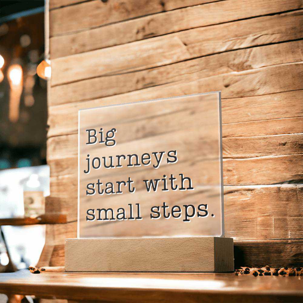 Start With Small Steps - Motivational Acrylic with LED Night Light - Inspirational Home Decor - Perfect Gift