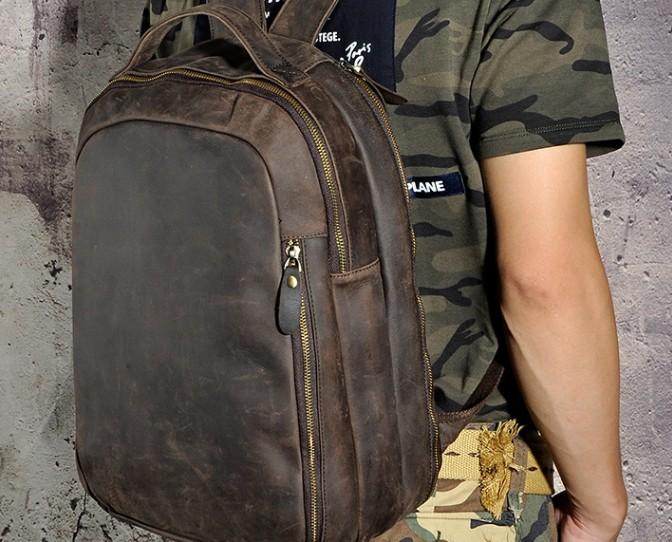 Cool Vintage Leather Men's Backpack - Durable Travel & School Satchel