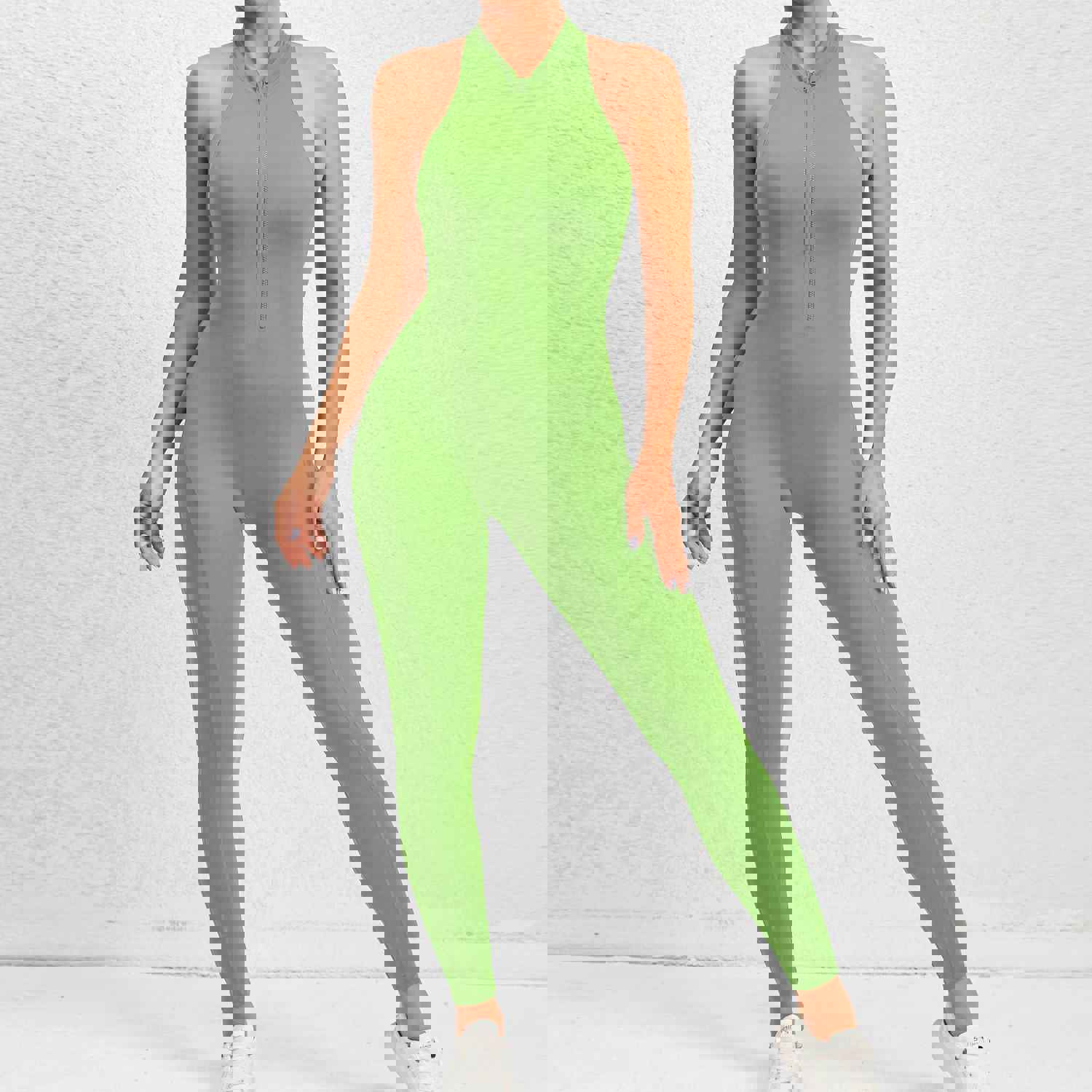 Zippered Yoga Fitness Jumpsuit - Sleeveless Tummy Control Shapewear for Women