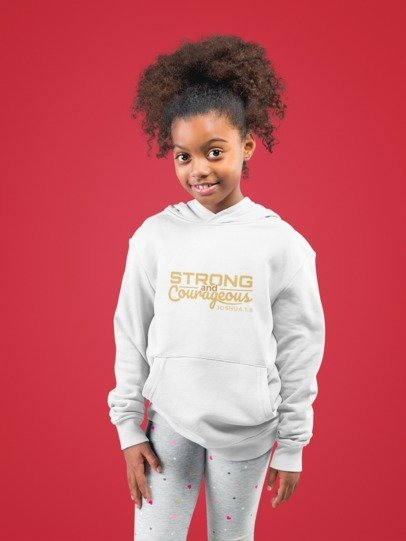F&H Christian Strong and Courageous Girls Fleece Hoodie