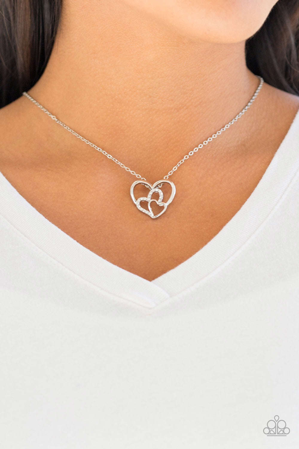 Paparazzi Jewelry Necklace Follow Your Heartthrob White with Matching Earrings