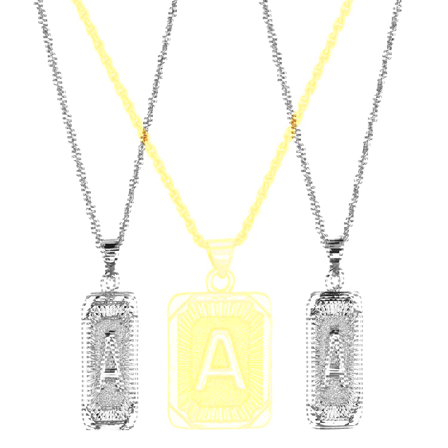 Gold Filled Initial Card Necklace - Personalized Engraved Jewelry