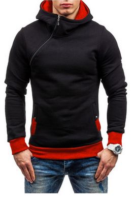 2021 Brand Hoodie Oblique Zipper Solid Color Hoodies for Men