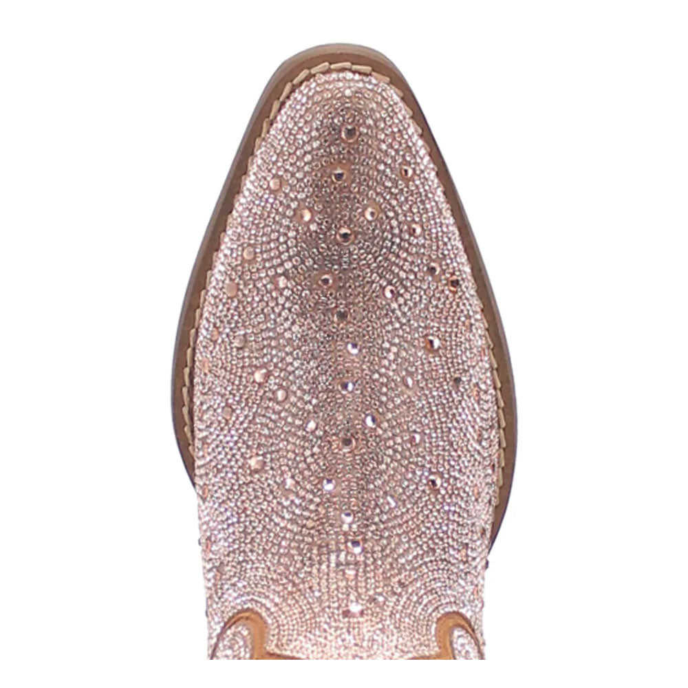 DI557 Dingo Women's Rhinestone Cowgirl Short Boot - Silver and Rose Gold