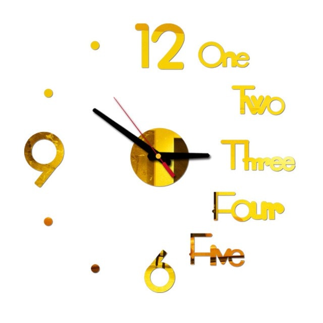 Mini Home Wall Clock 3D DIY Acrylic Mirror Stickers for Modern Living Room Decor
