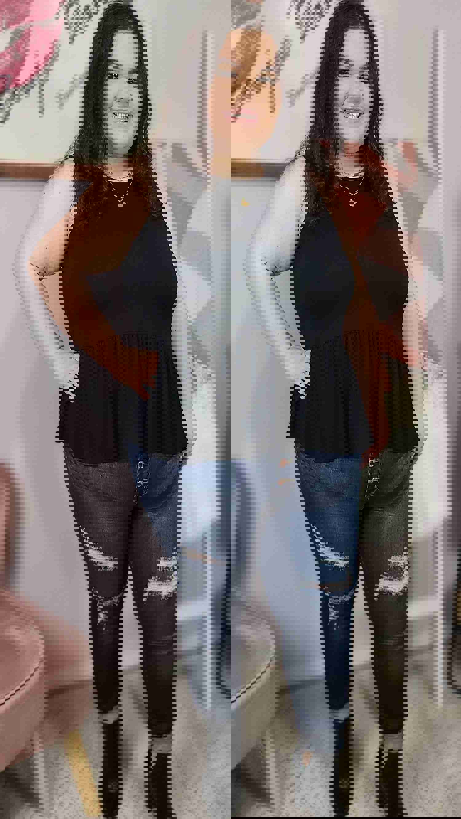 Cadence Ruffled Tank - Black *FINAL SALE