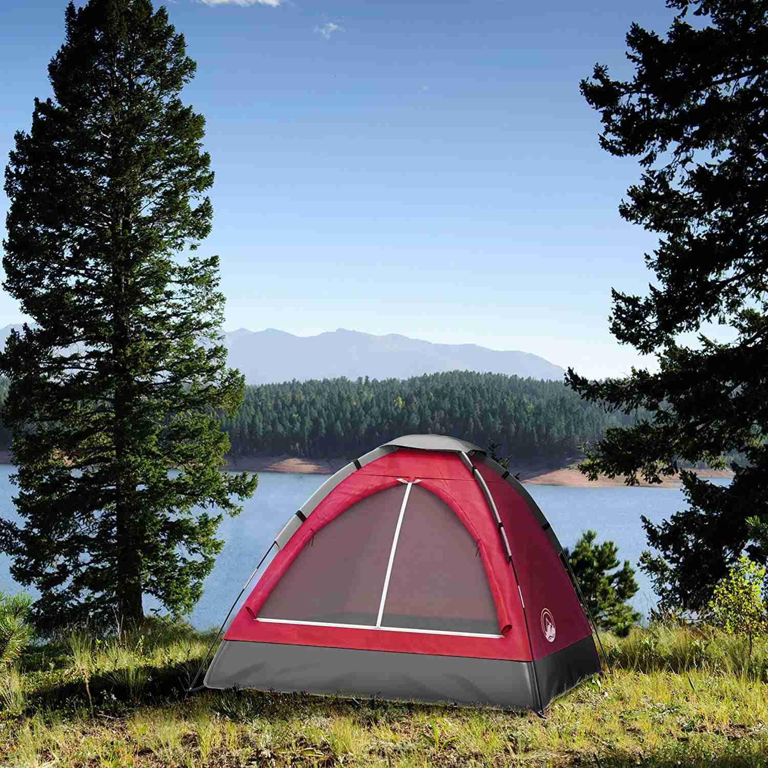 2-Person Dome Tent for Camping by Wakeman Outdoors - Lightweight & Waterproof (Red)