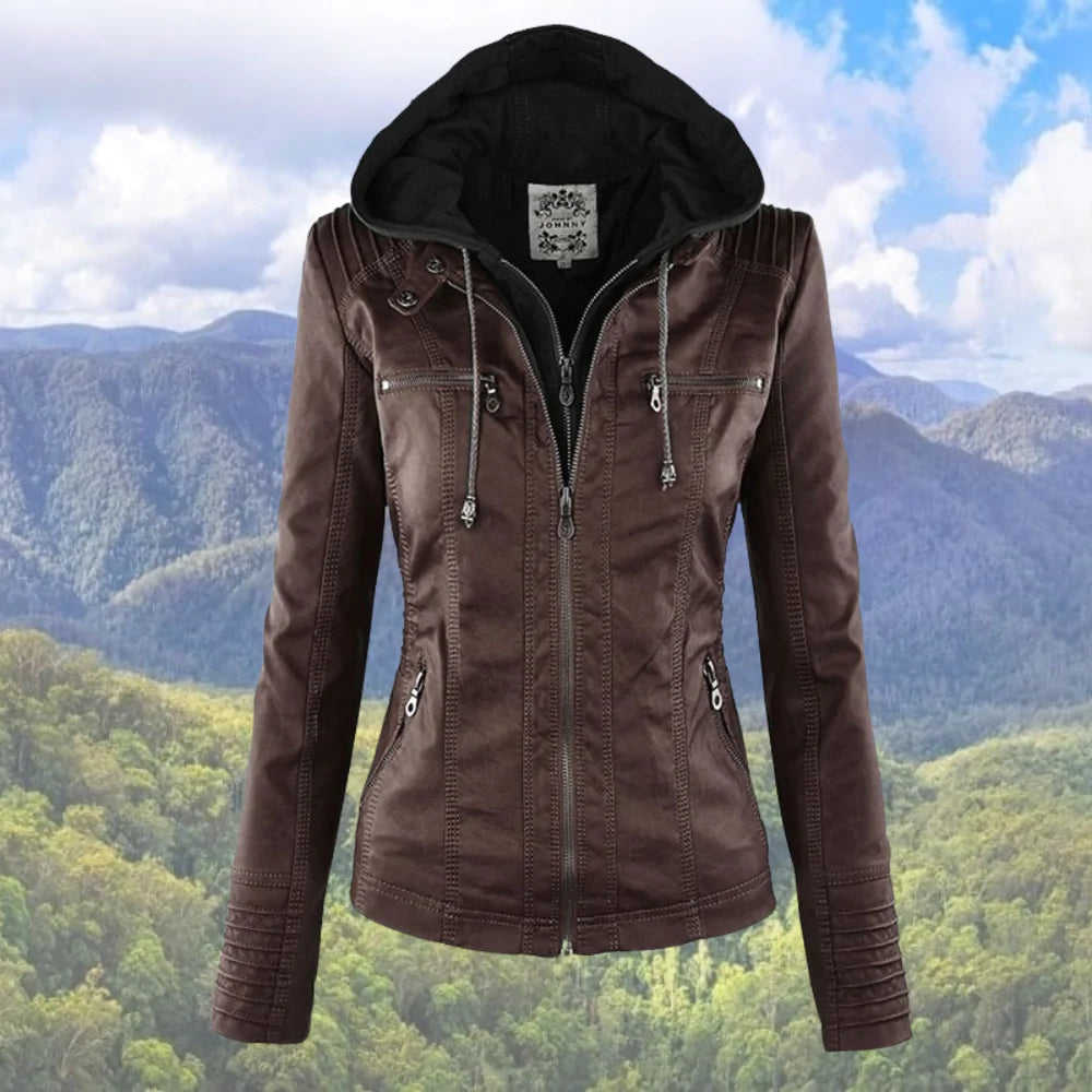 Abigail™ - Elegant Leather Hoodie Jacket for Women