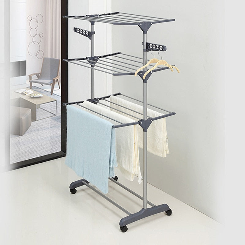 GIANTEX Modern Foldable Metal Coat Rack with 2 Hooks for Home