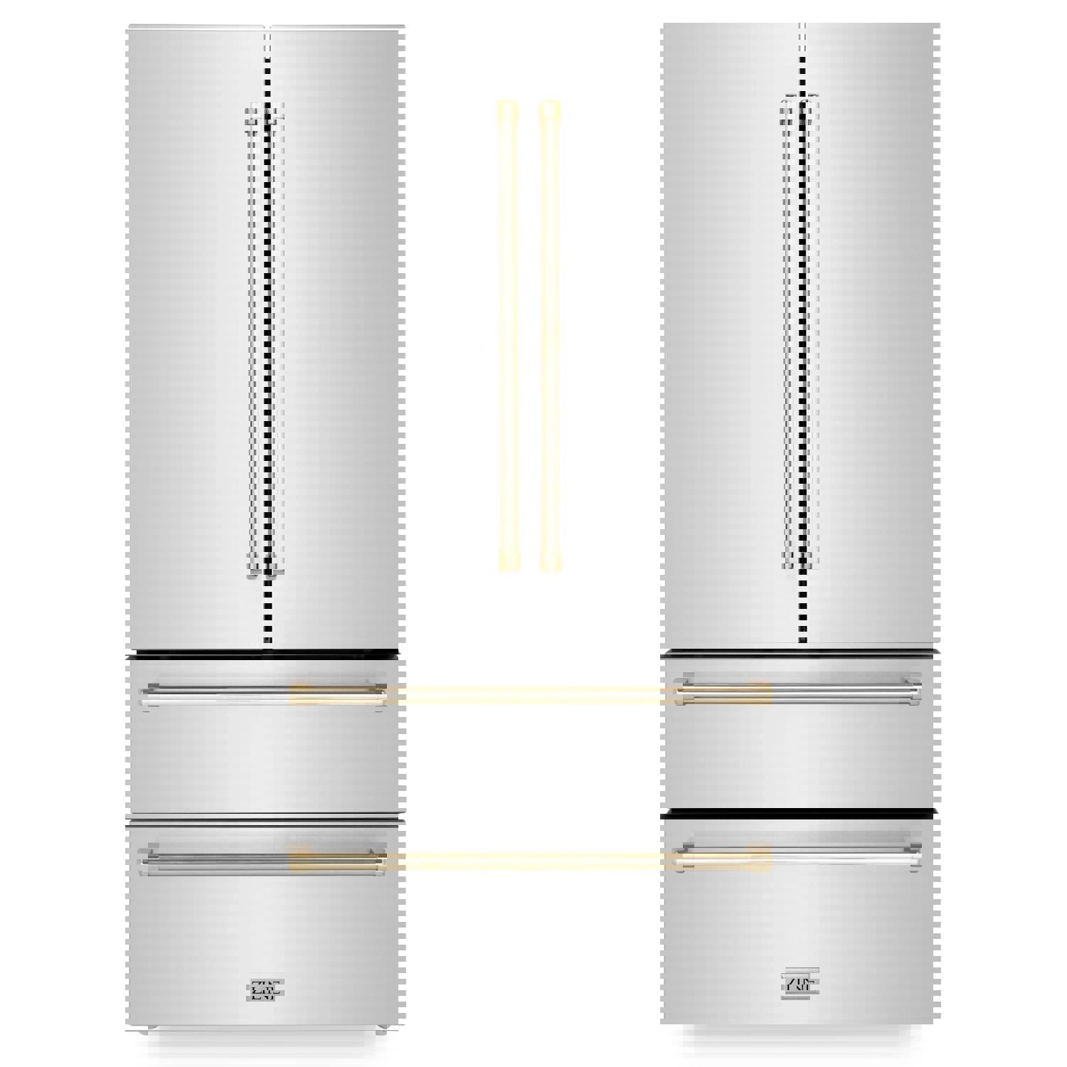 ZLINE 36 Autograph Edition 22.5 cu. ft Freestanding French Door Refrigerator with Ice Maker in Fingerprint Resistant Stainless Steel - RFMZ-36