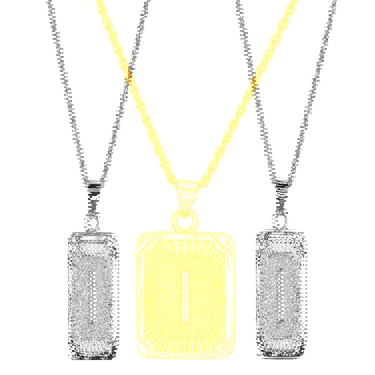 Gold Filled Initial Card Necklace - Personalized Engraved Jewelry