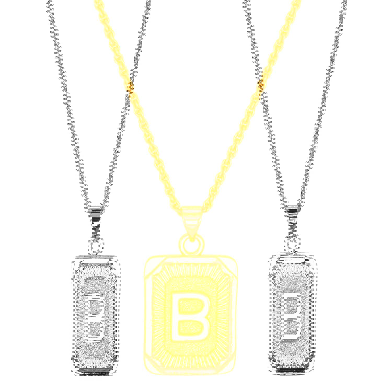 Gold Filled Initial Card Necklace - Personalized Engraved Jewelry