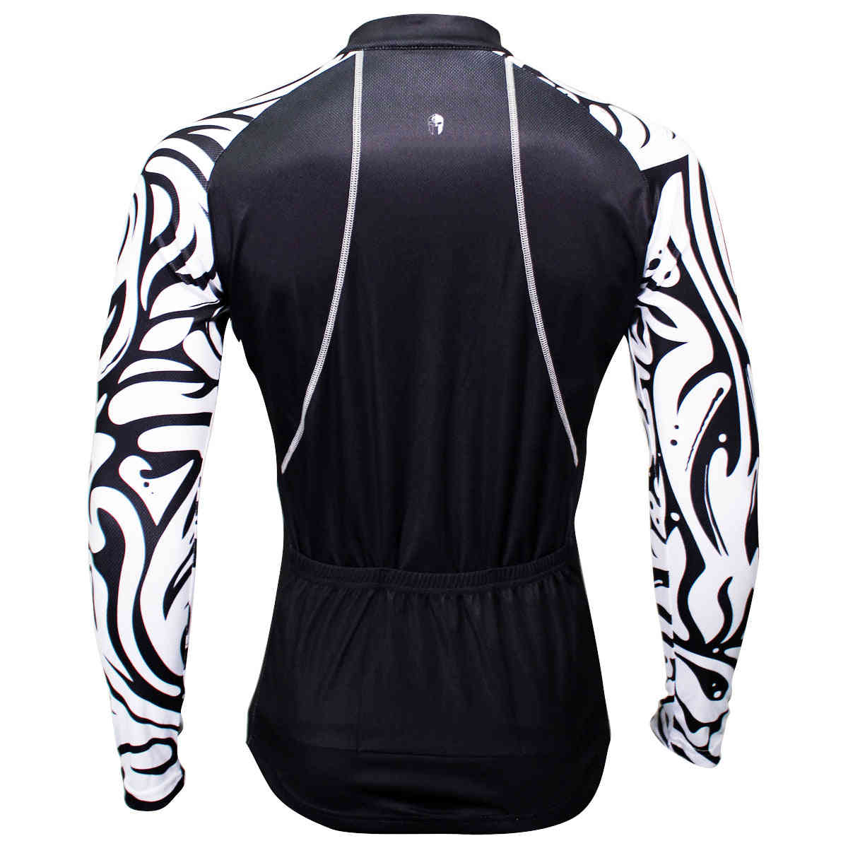 Men's Long-sleeved Zebra Pattern Cycling Jersey for Spring and Summer - Black