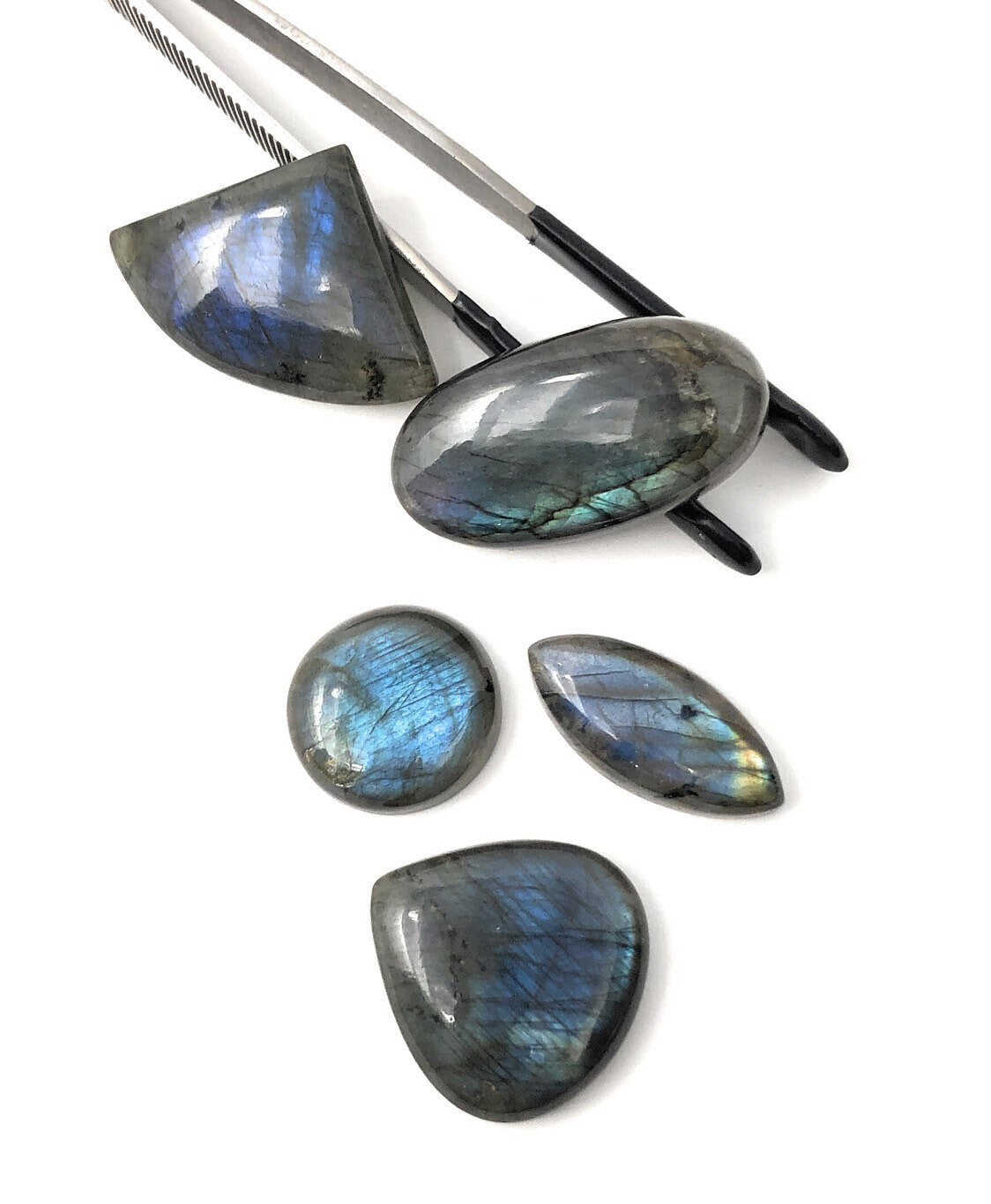 Wholesale 5 Pcs Natural Labradorite Cabochon for Wire Wrapping Jewelry Making