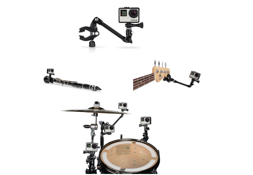 360 Rotating Guitar Drum Clips Music Mount Arm Stand Clamp for Gopro SJCAM Xiaomi
