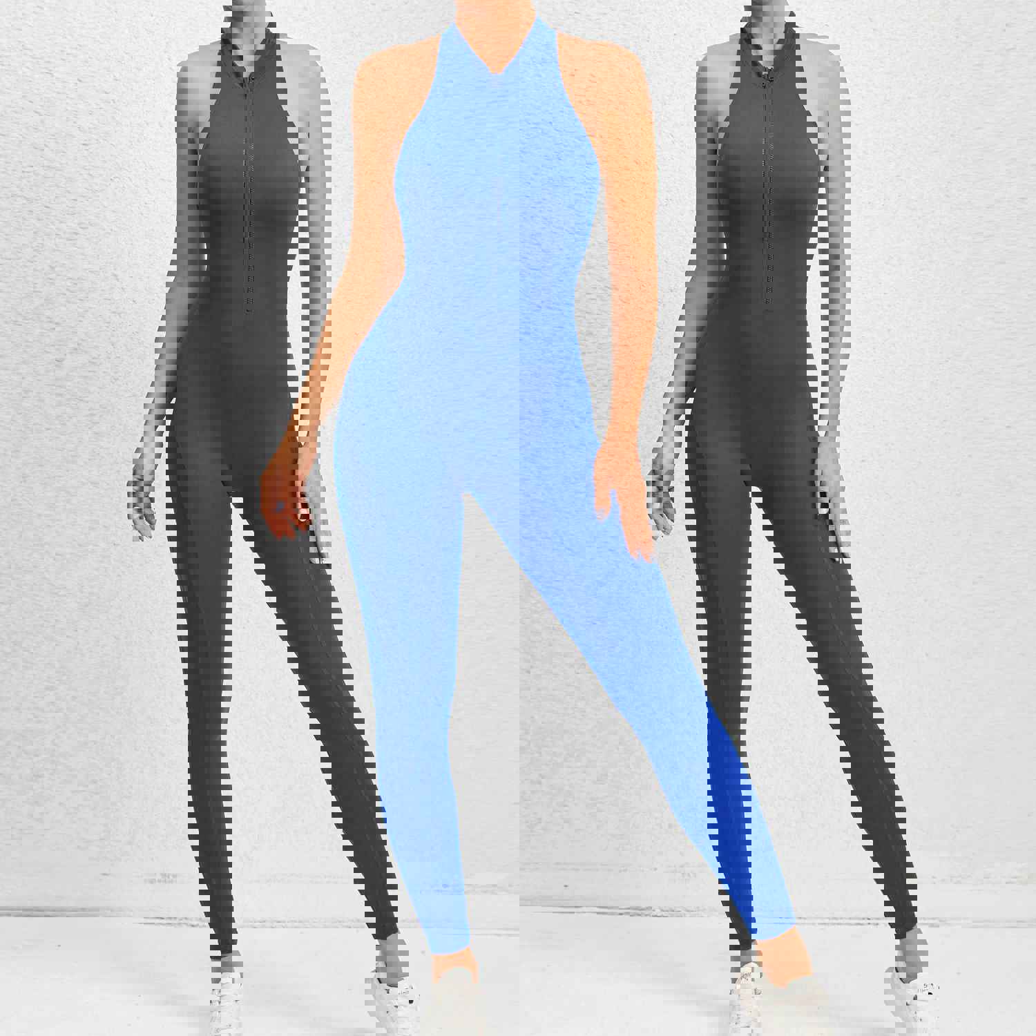 Zippered Yoga Fitness Jumpsuit - Sleeveless Tummy Control Shapewear for Women