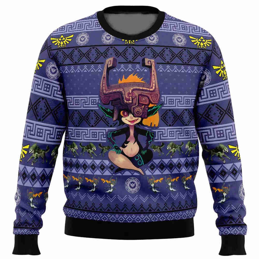 The Legend Of Zelda Sweatshirt - Midna Graphic Wolf Link Pattern, Blue Unisex