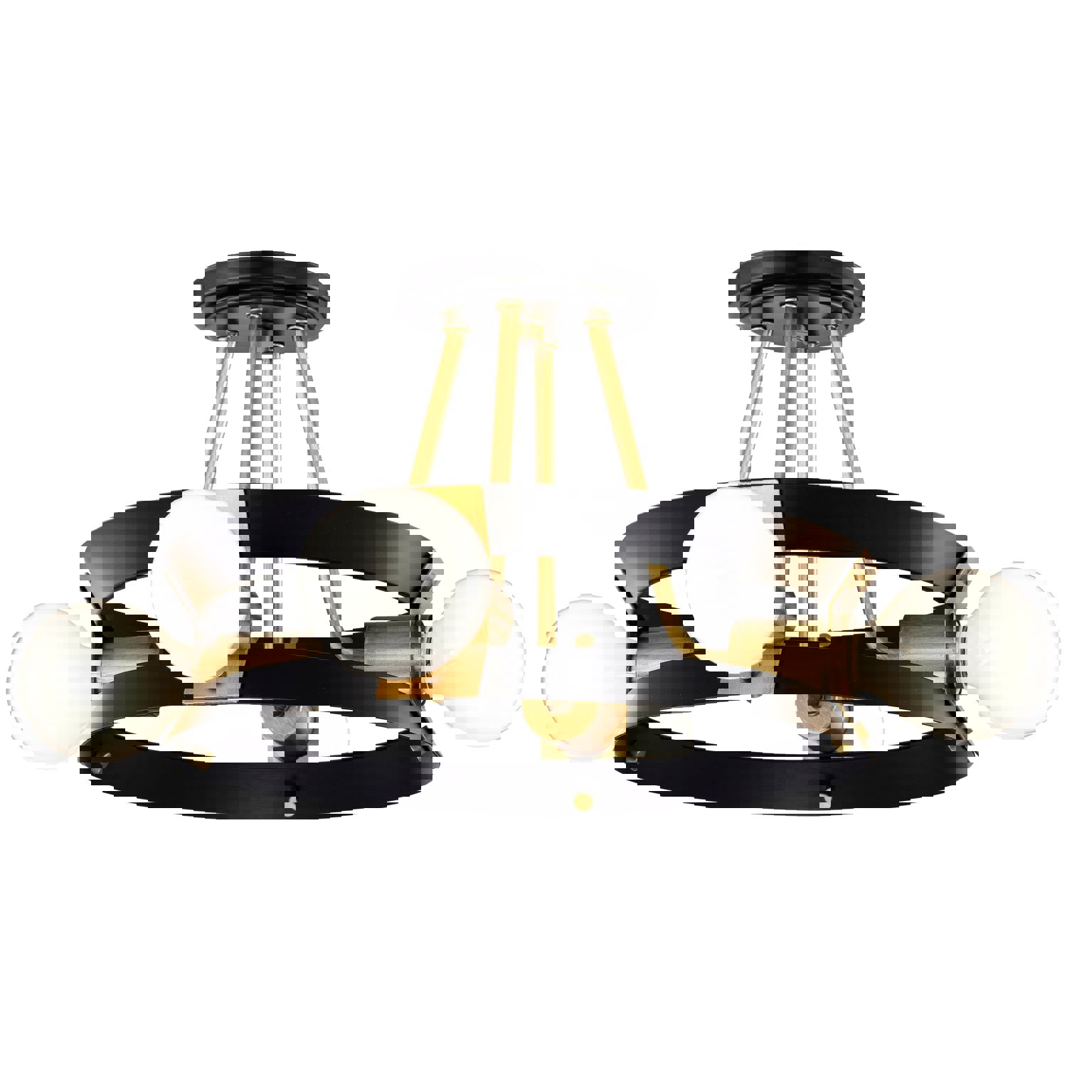 SATCO/NUVO Marsden 4 Light Semi Flush Matte Black And Natural Brass Finish (60-7866)