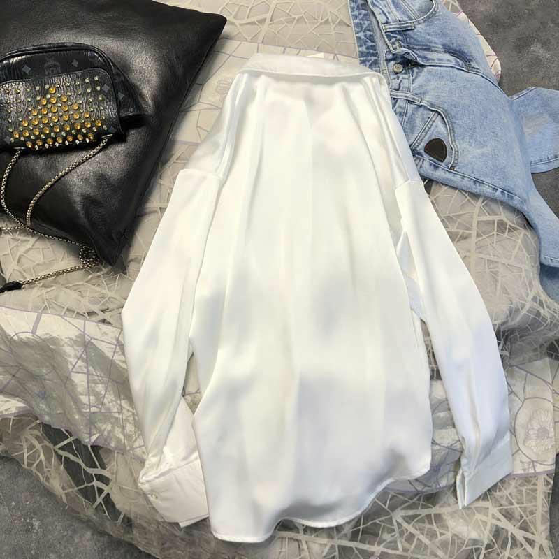 Women's Silk Shirt Blouse Sheer Top Long Sleeve Shirt