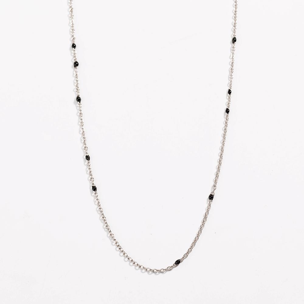 Dainty Black Onyx Layered Necklace for Women - Gold Plated Link Chain Pendant Jewelry with Extender
