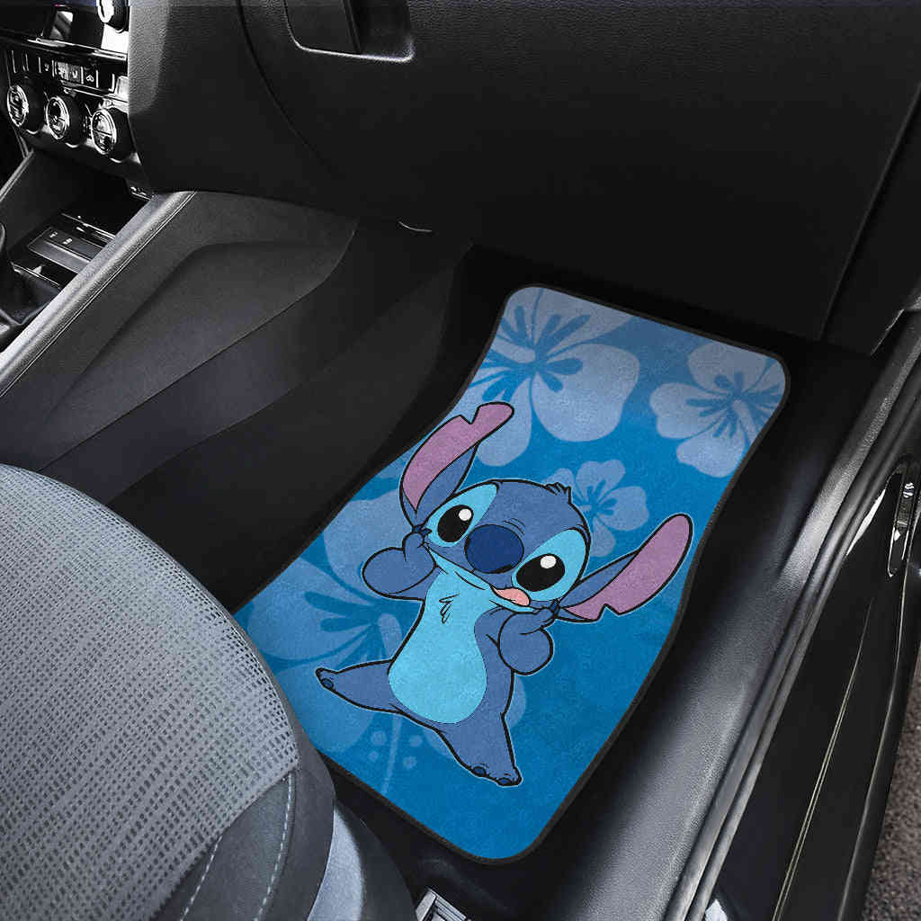 Stitch Hawaii Flowers Custom Car Floor Mats - Waterproof & Non-Slip