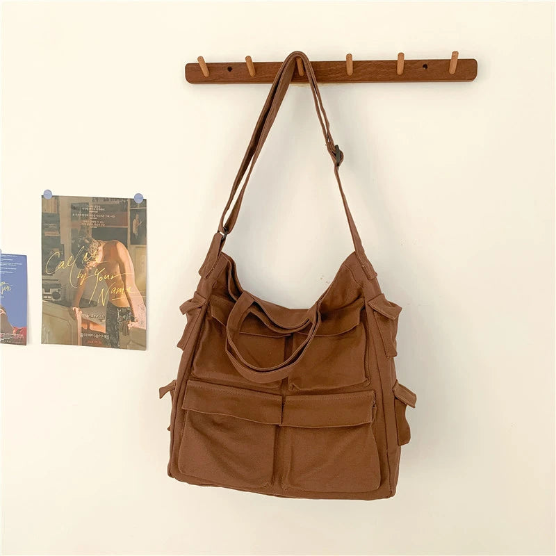 Lkblock Fashion Unisex Canvas Tote Bag with Zipper Closure