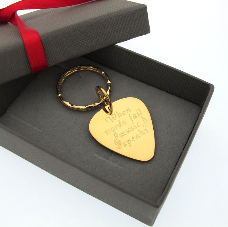 Gold Guitar Pick - Personalized Musician Gift with Custom Engraving