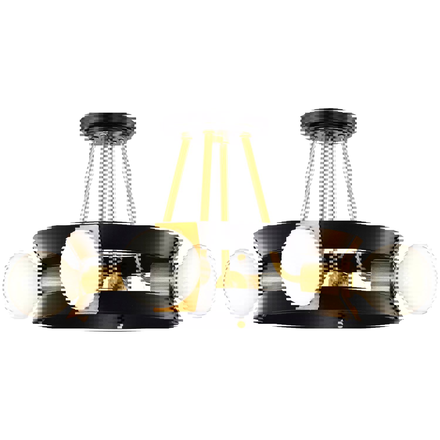 SATCO/NUVO Marsden 4 Light Semi Flush Matte Black And Natural Brass Finish (60-7866)