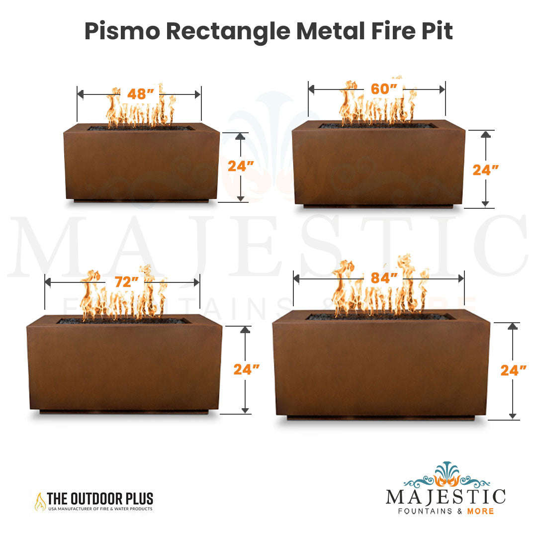 The Outdoor Plus Pismo Rectangle Metal Fire Pit with Free Cover
